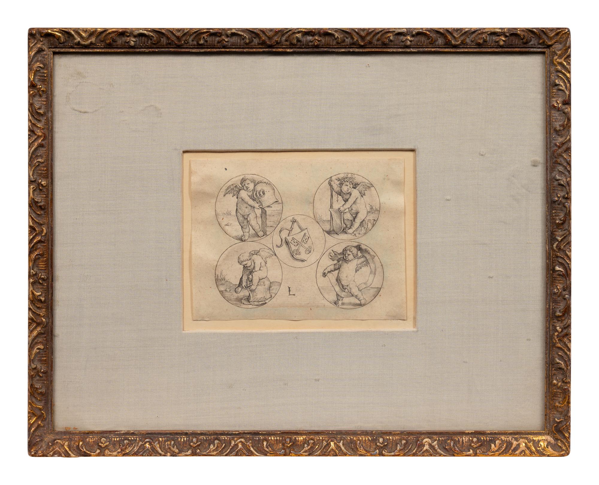 Four putti and the coat-of-arms of Leiden