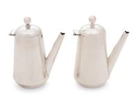 A Pair of Mexican Silver Chocolate Pots