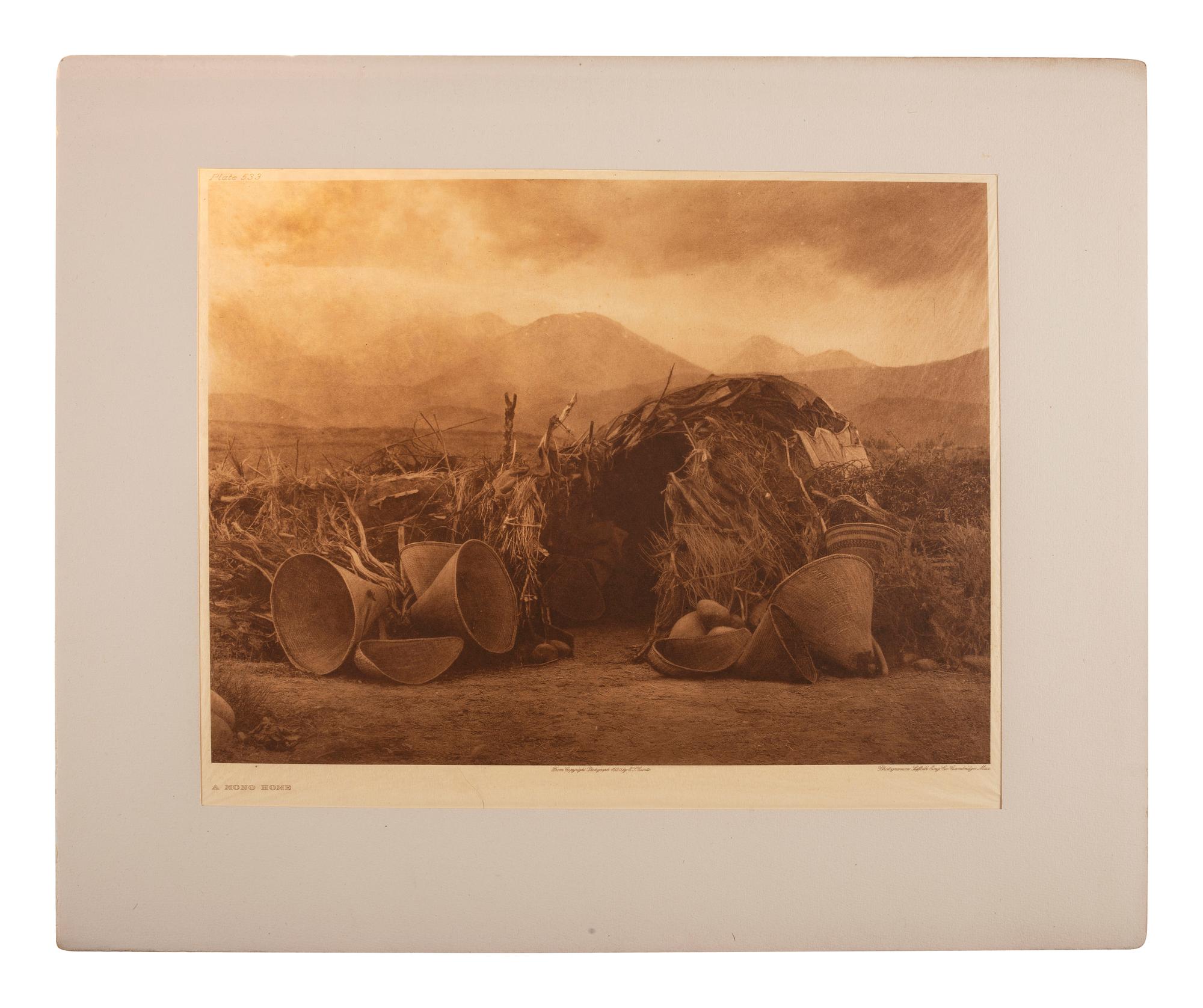 CURTIS, Edward (1868-1952). A group of 8 photogravures of Pomo, Washo, Yokuts and other California Native American baskets, portfolios 14 and 15: