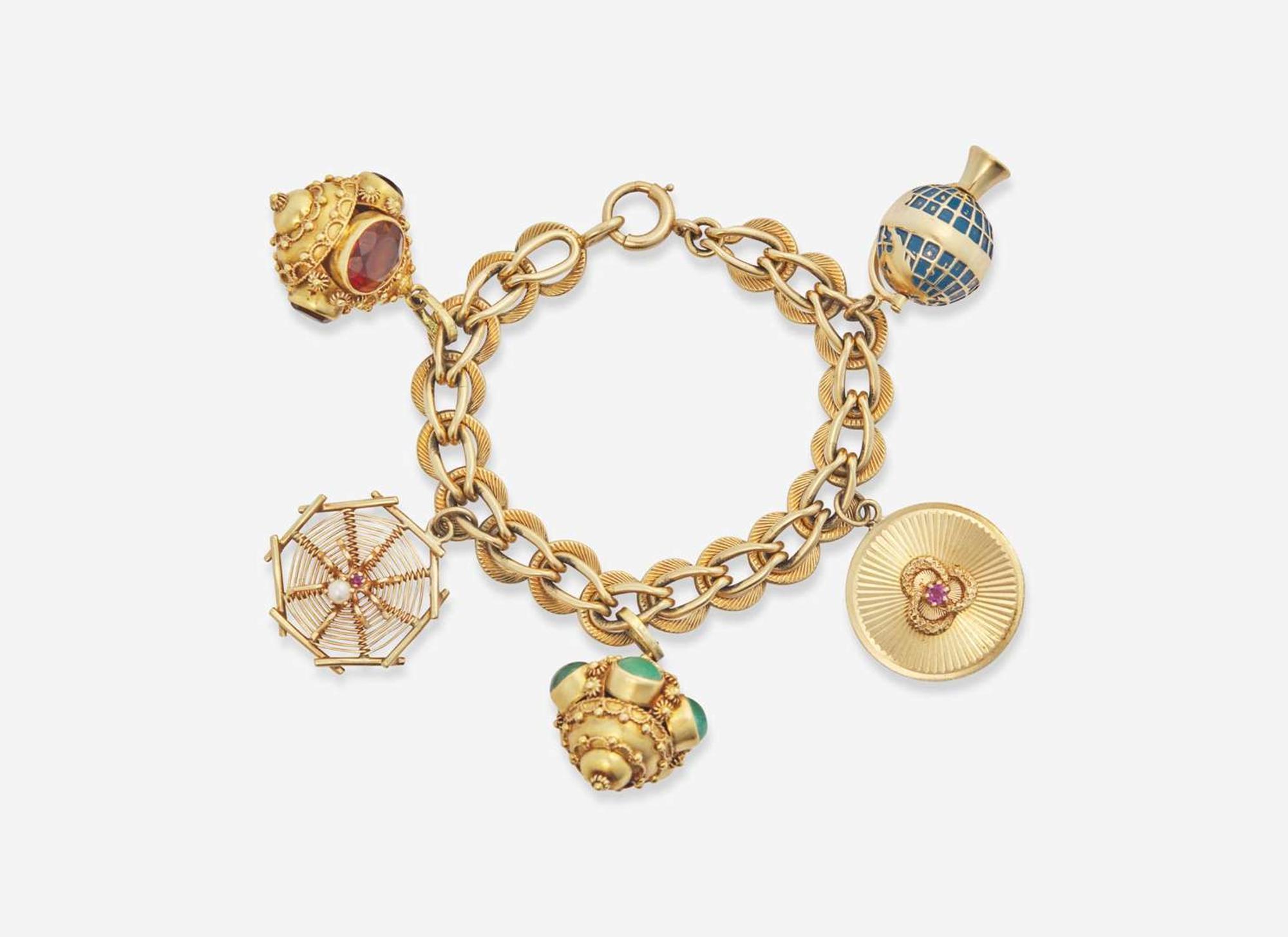 A 14K Yellow Gold Charm Bracelet