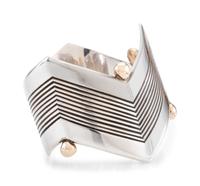 Sterling Silver Zigzag Cuff Bracelet, with 14K Gold Bead Accents