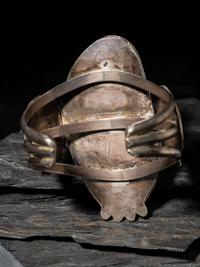 Pair of Large Navajo Silver and Turquoise Cuff Bracelets