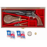 Display Cased Replica Colt 1860 Army Texas Sesquicentennial Percussion Revolver with Accessories
