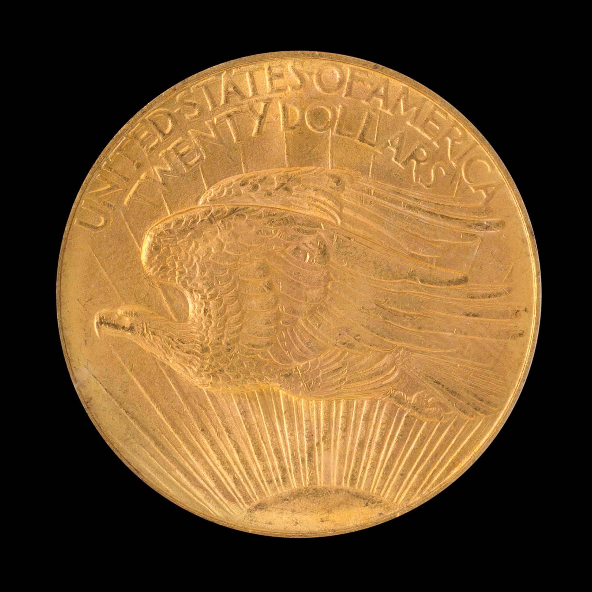 A United States 1908-D Saint-Gaudens: No Motto $20 Gold Coin