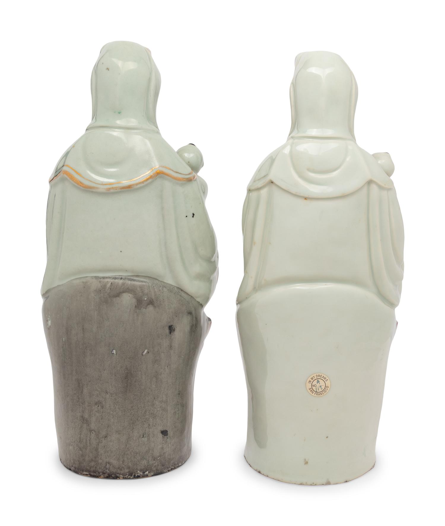 A Pair of Chinese Porcelain Figures of Guanyin