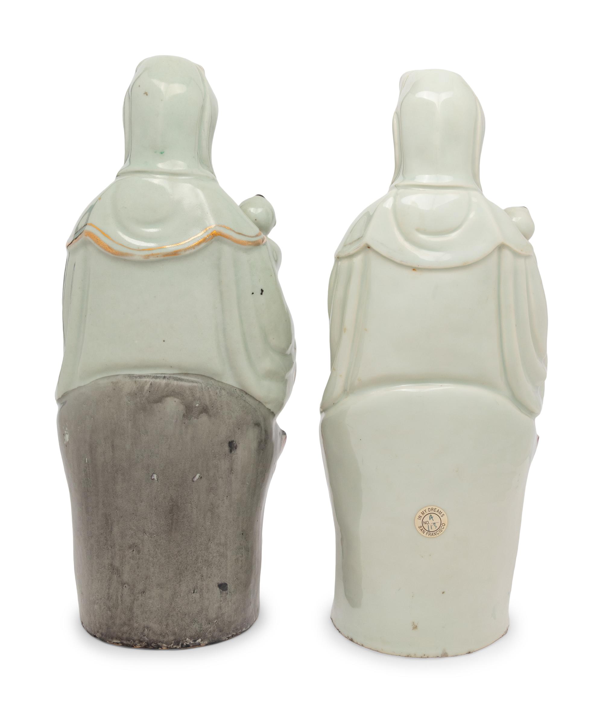 A Pair of Chinese Porcelain Figures of Guanyin