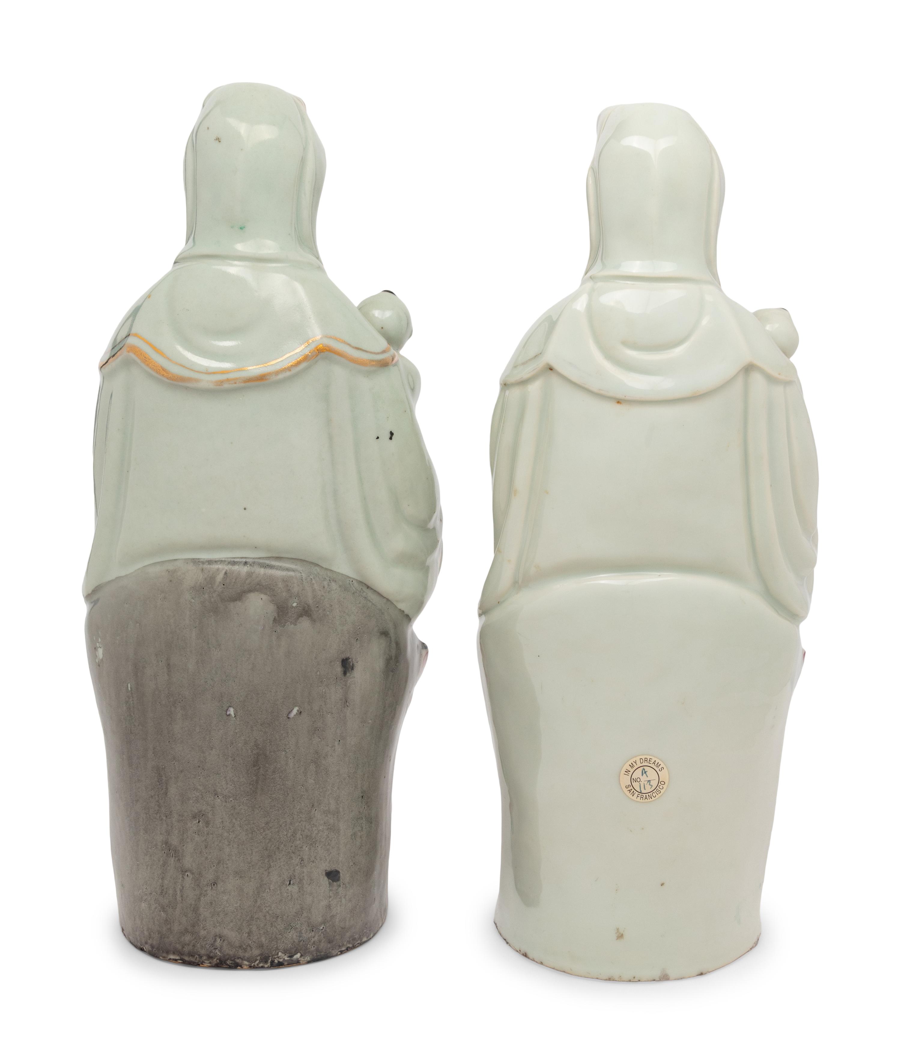 A Pair of Chinese Porcelain Figures of Guanyin