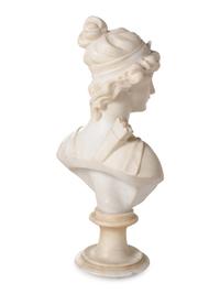 A Continental Alabaster Bust of a Woman