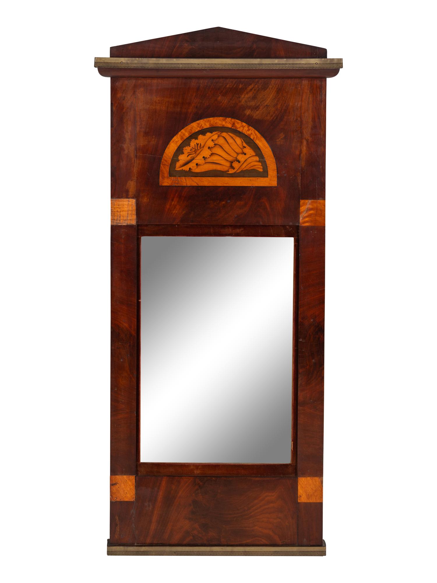 A Neoclassical Mahogany and Marquetry Mirror