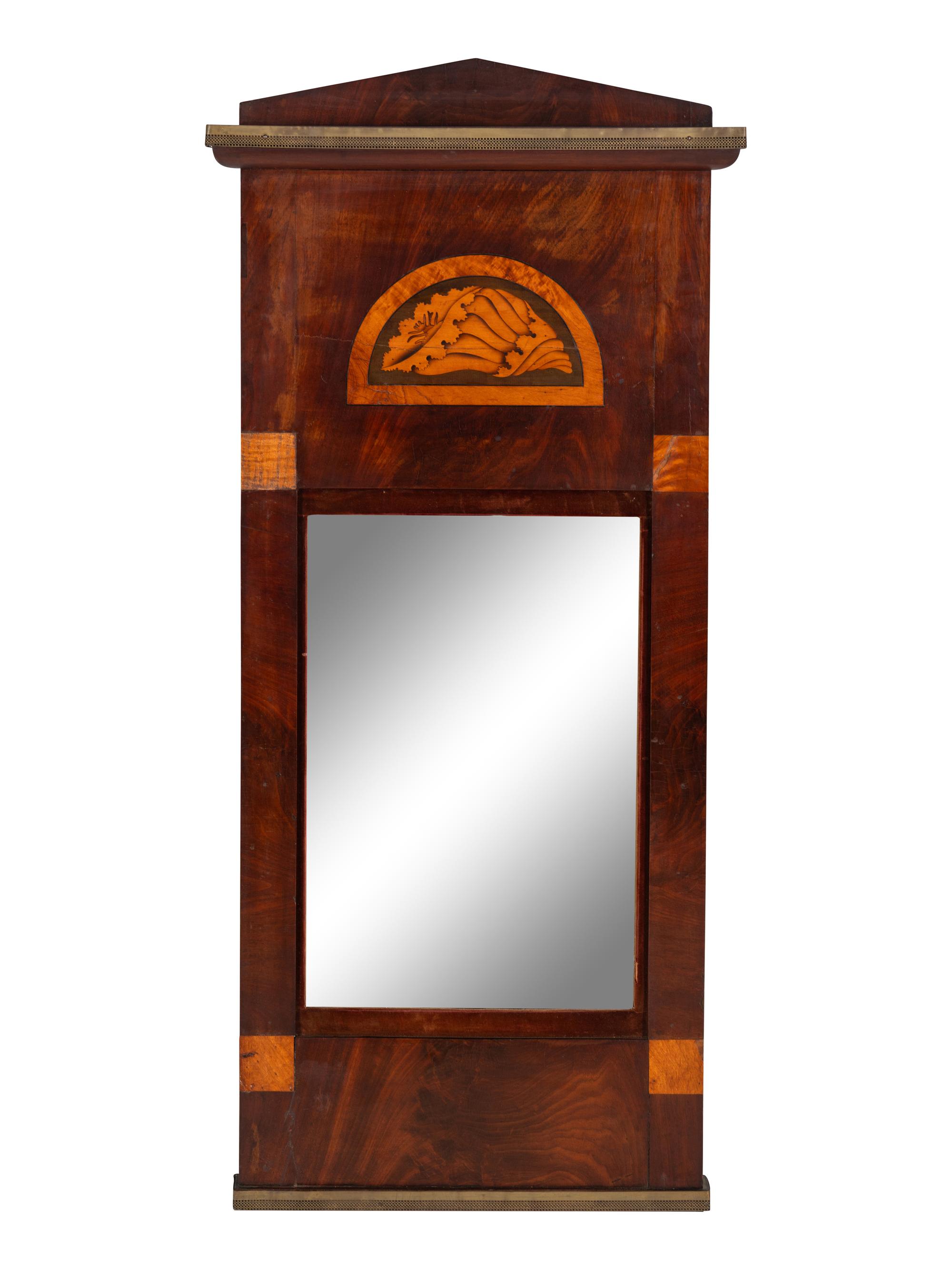 A Neoclassical Mahogany and Marquetry Mirror