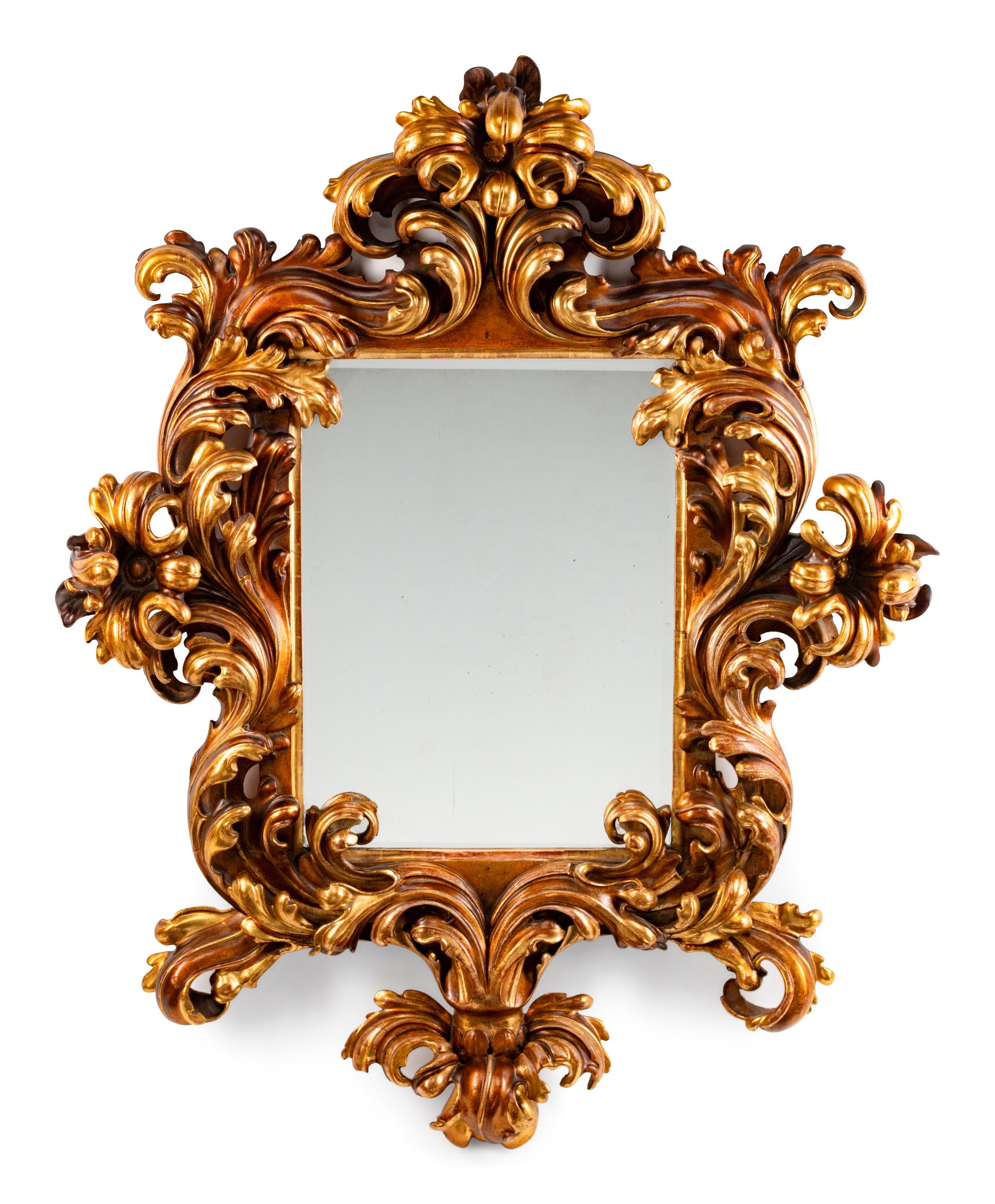 An Italian Rococo Style Carved Giltwood Mirror — 19TH CENTURY