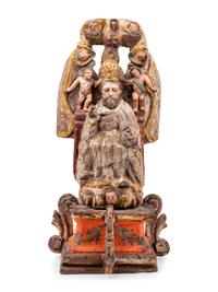 A Spanish Carved and Painted Wood Santos Group