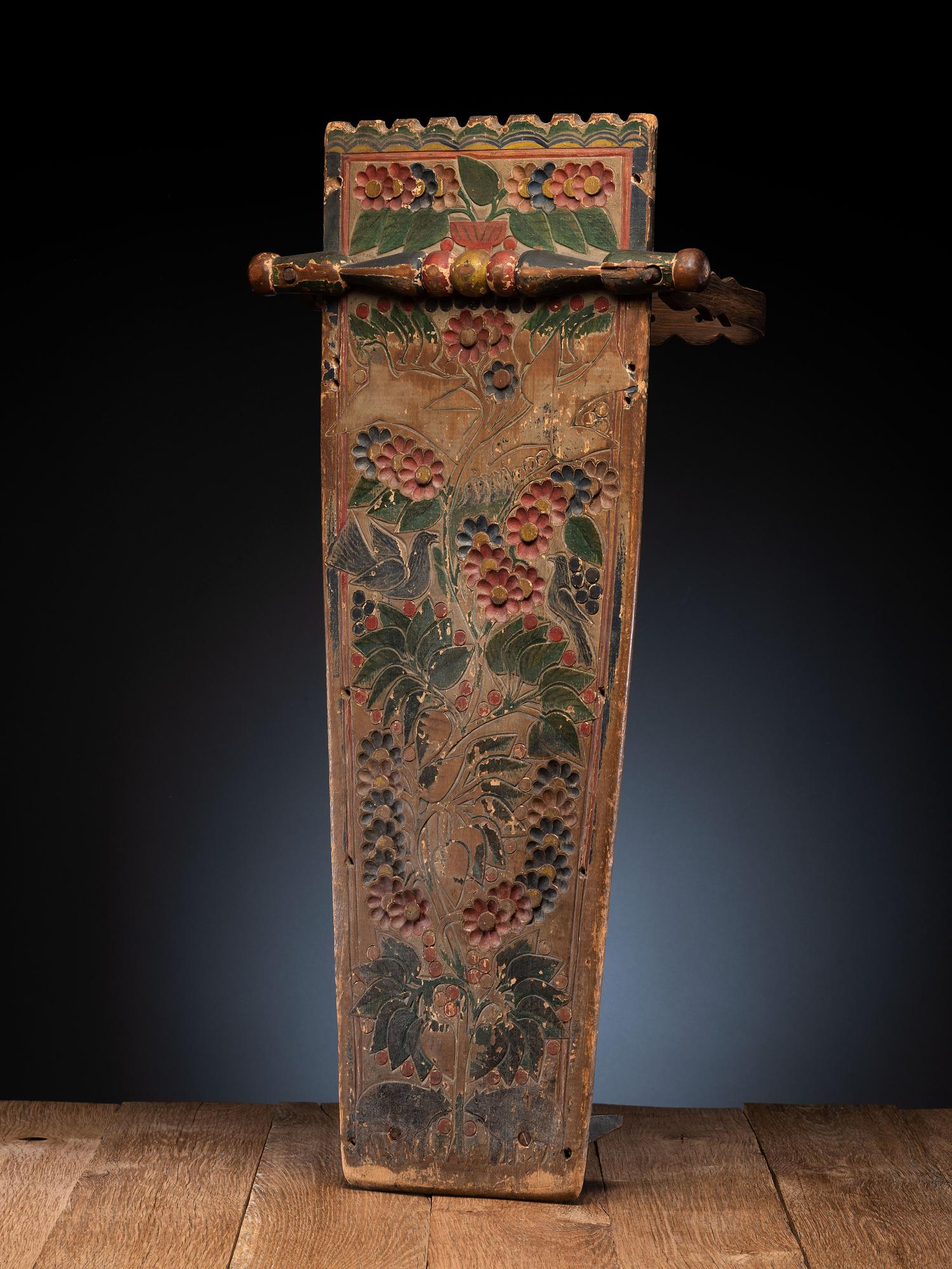 Mohawk Carved and Painted Cradle