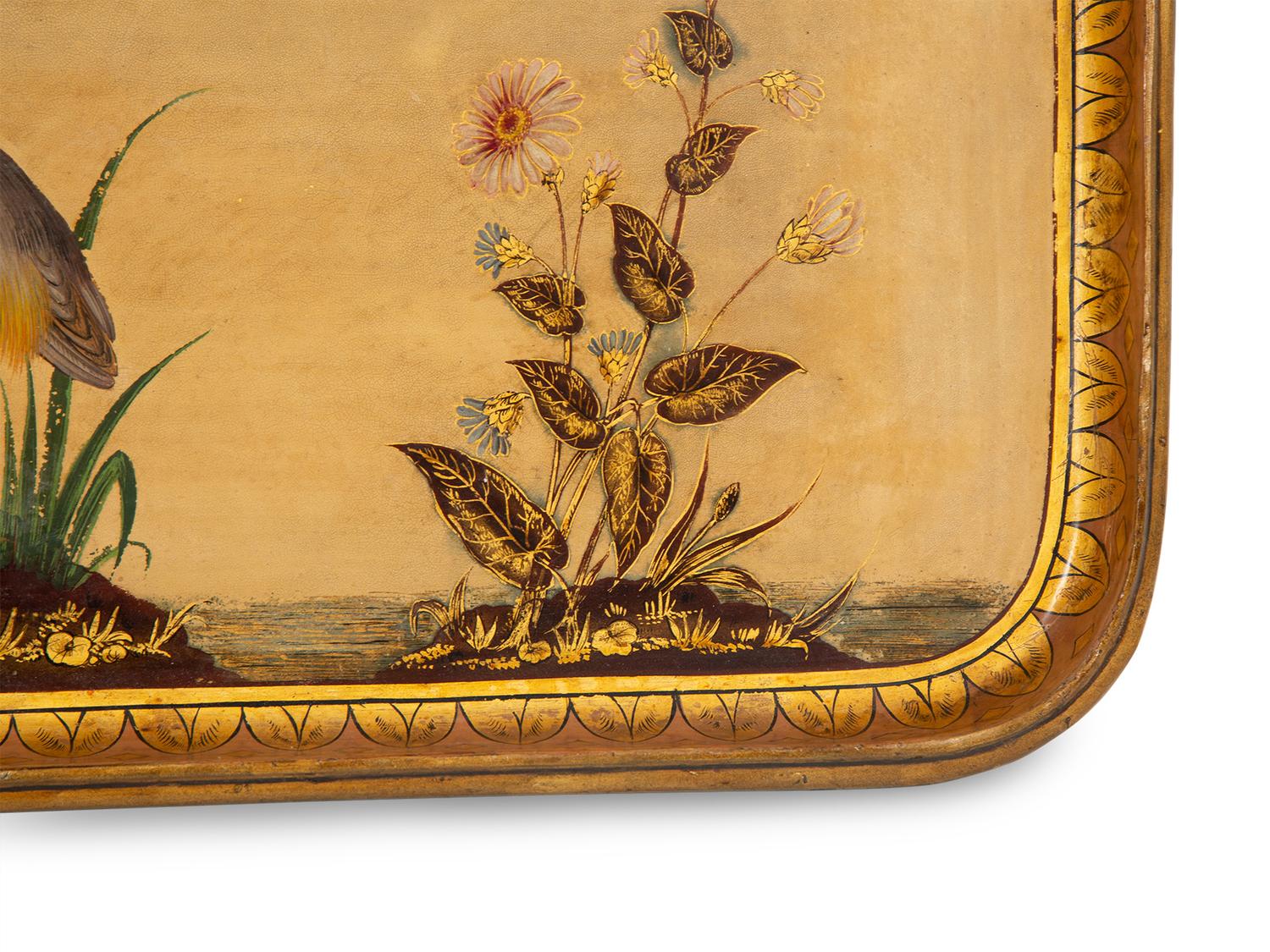 An English Gilt Decorated Papier Mache Tray