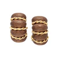 SEAMAN SCHEPPS, WOOD AND YELLOW GOLD 'SHRIMP' EARRINGS