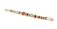 A 14 Karat Yellow Gold and Multigem Slide Charm Bracelet, 20.40 dwts.
