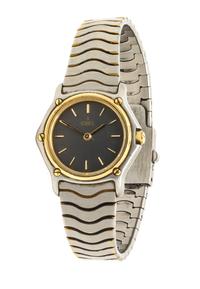 A Stainless Steel and Goldtone "Wave" Wristwatch, Ebel, 20.90 dwts.