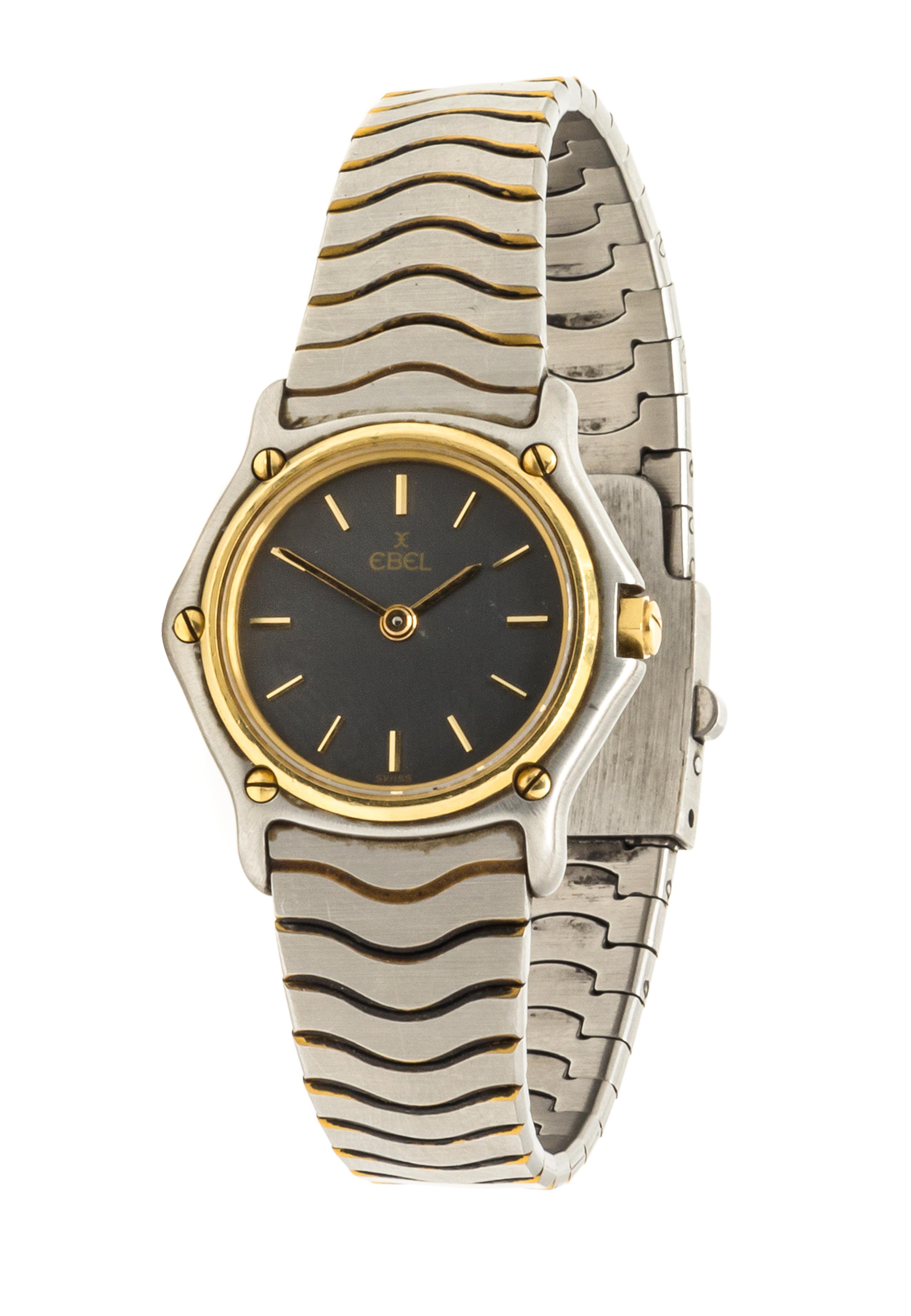 A Stainless Steel and Goldtone "Wave" Wristwatch, Ebel, 20.90 dwts.
