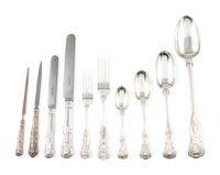 A Group of English Silver 'Kings Pattern' Flatware