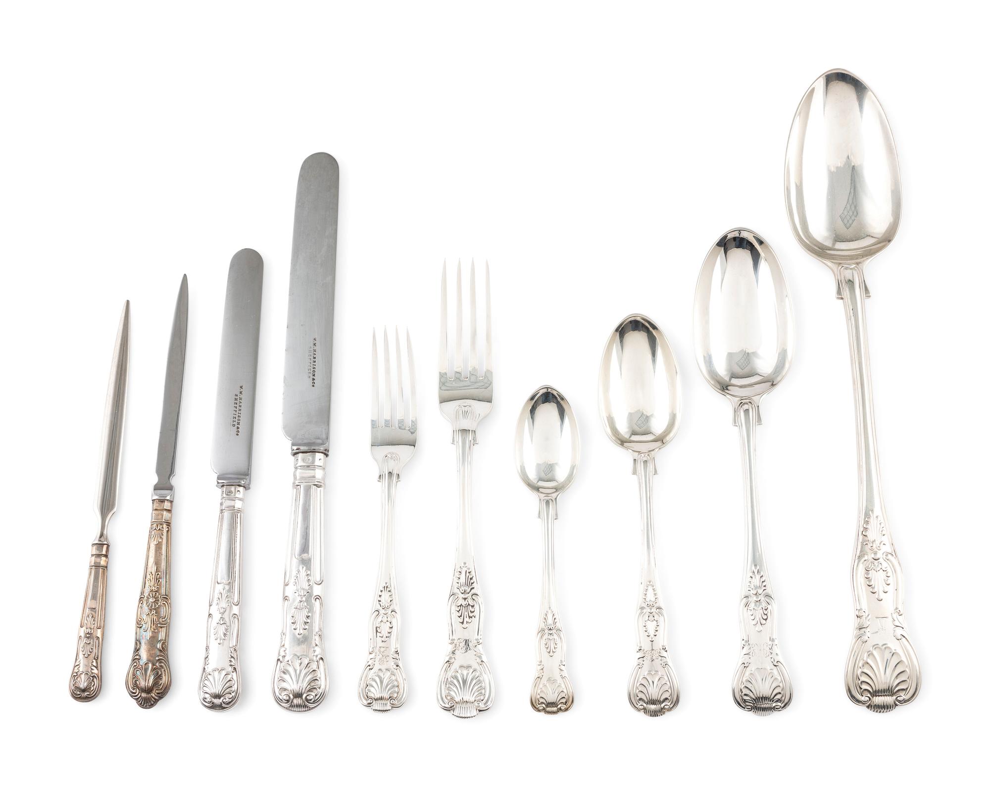 A Group of English Silver 'Kings Pattern' Flatware