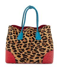 Prada Leopard Print Calf Hair and Ostrich Tote Bag