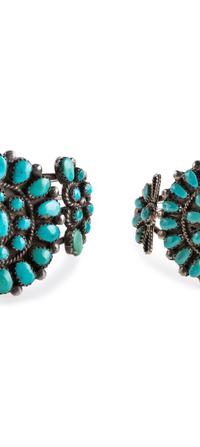 Navajo or Zui Silver Wire Cuff Bracelets, with Tuquoise Clusters