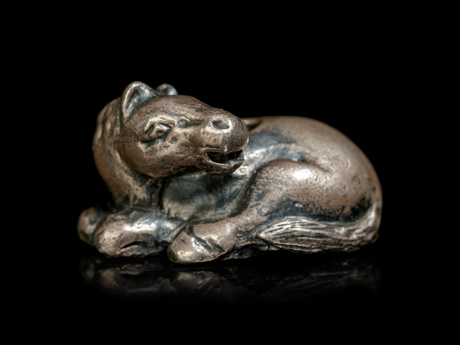 A Silver Horse-Form Ojime