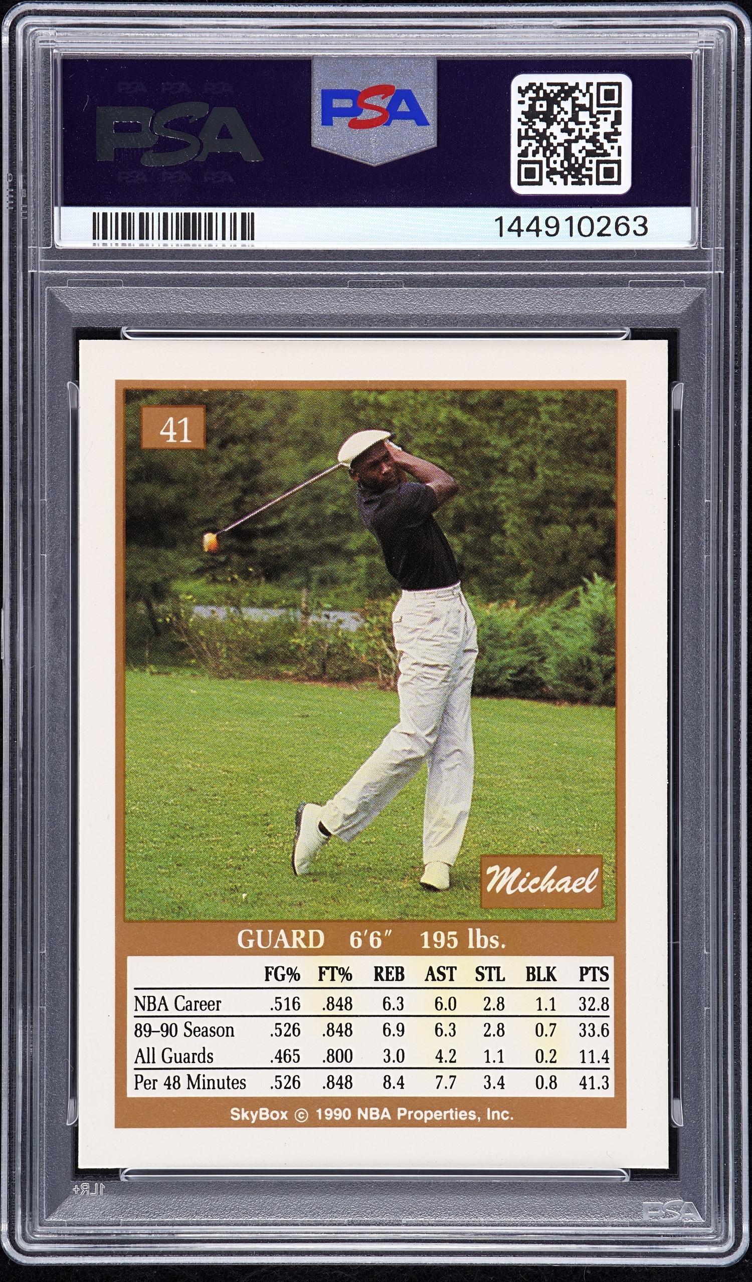 A 1990 Skybox Michael Jordan Signed Autograph Basketball Card No. 41 (PSA 9 MINT AUTO) — Autograph obtained from Jordan by Make-A-Wish child in 1992 at Chicago Stadium