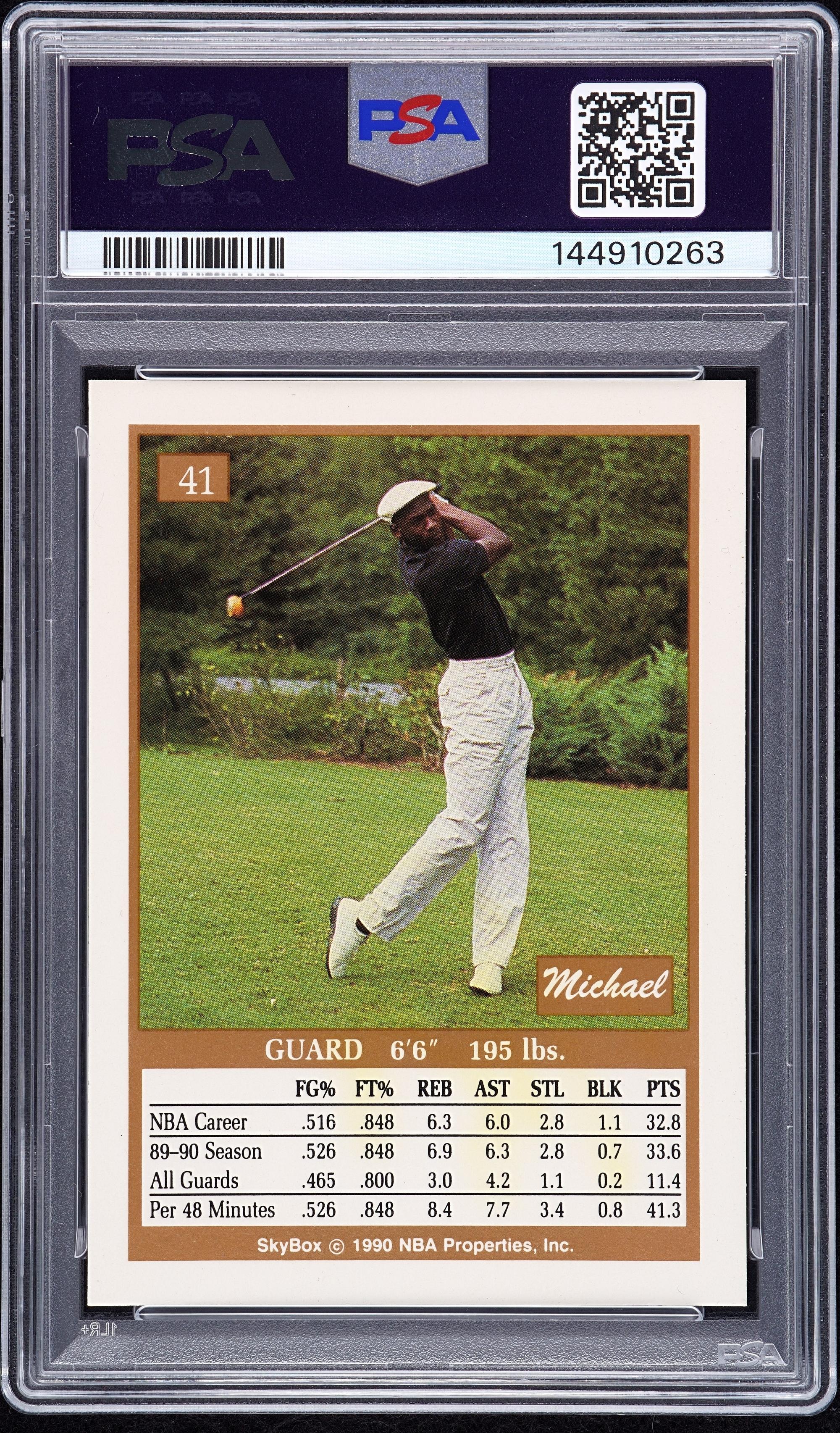 A 1990 Skybox Michael Jordan Signed Autograph Basketball Card No. 41 (PSA 9 MINT AUTO) — Autograph obtained from Jordan by Make-A-Wish child in 1992 at Chicago Stadium