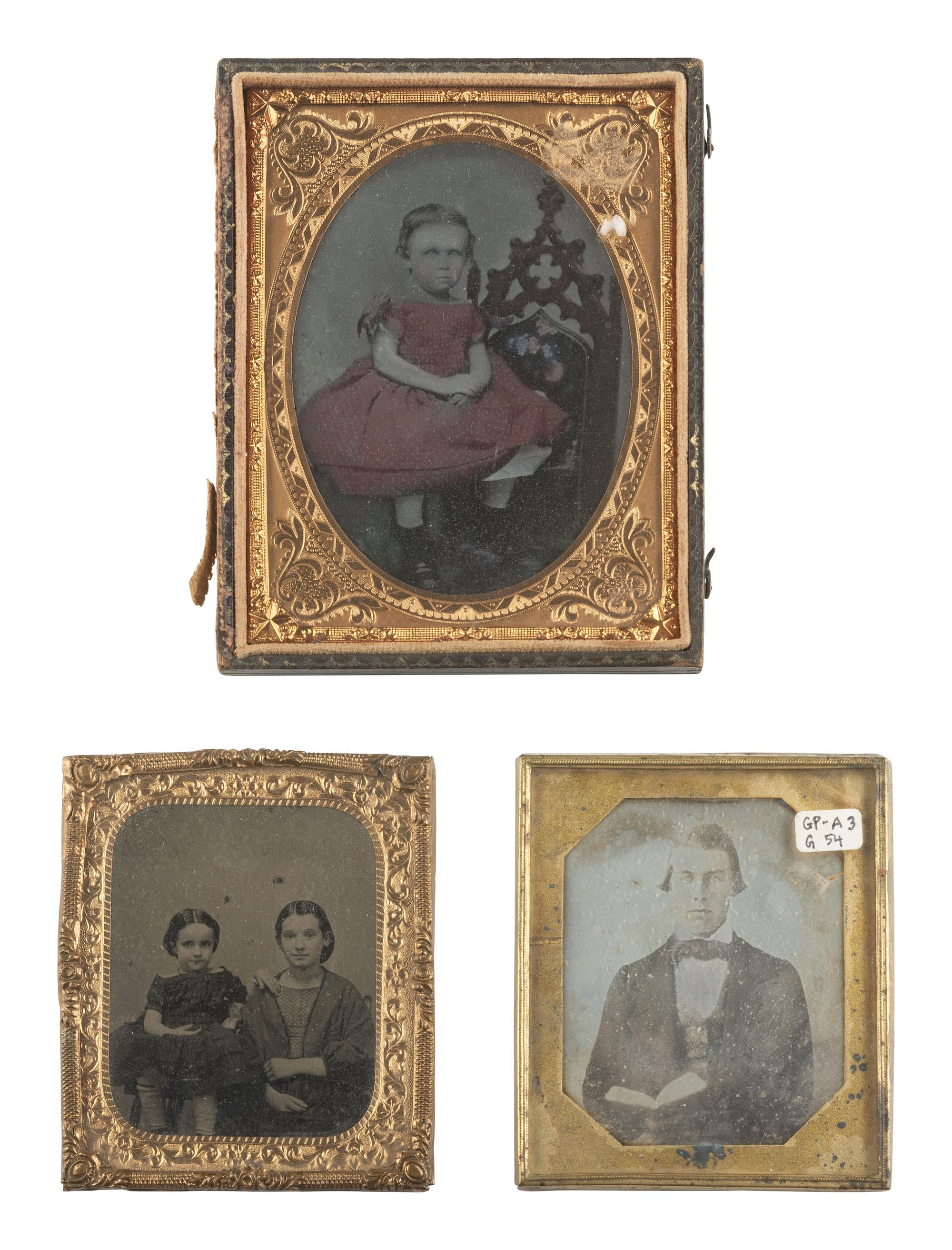 [EARLY PHOTOGRAPHY]. Assorted portraiture incl. daguerreotypes, ambrotypes, tintypes, and others.