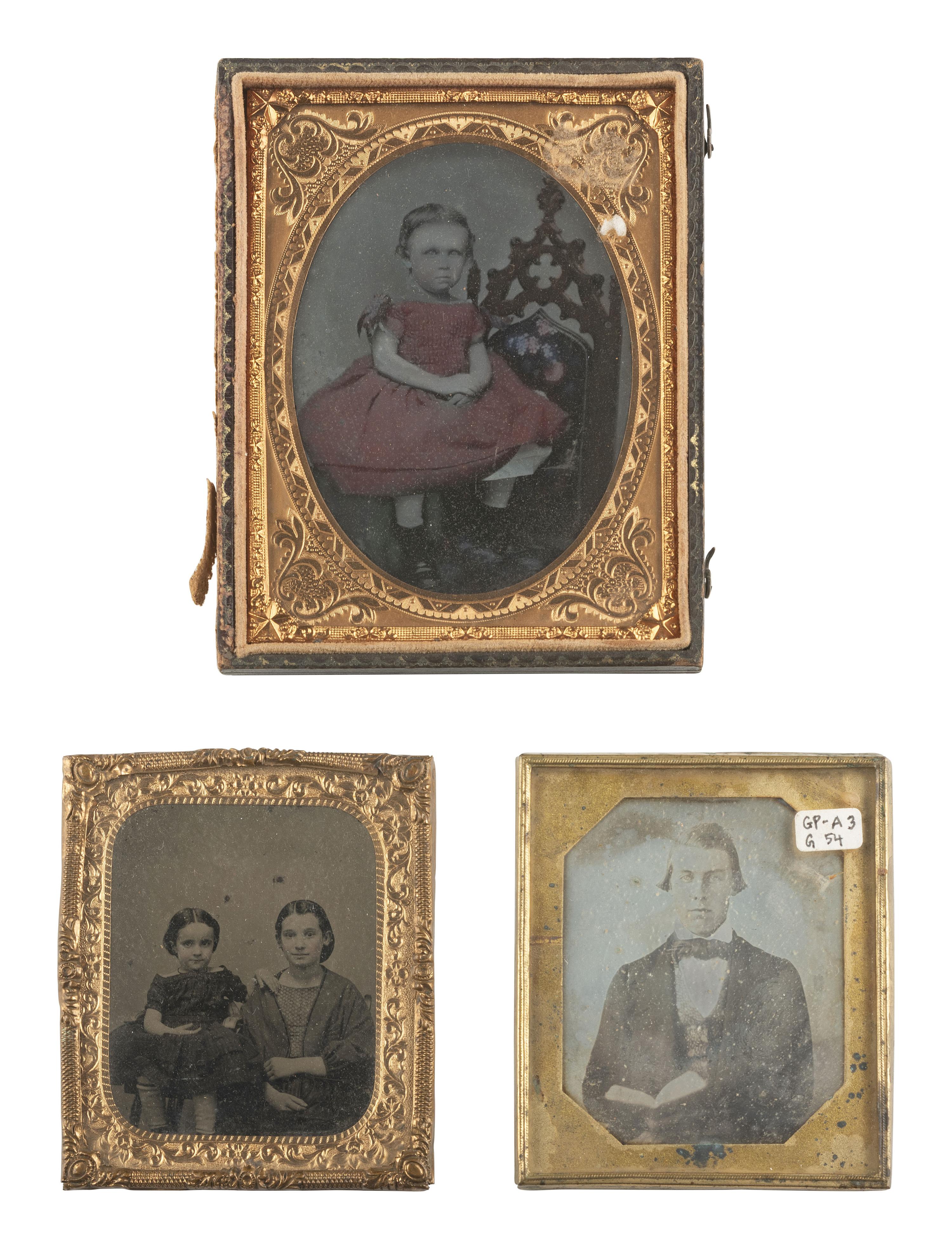 [EARLY PHOTOGRAPHY]. Assorted portraiture incl. daguerreotypes, ambrotypes, tintypes, and others.