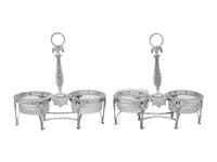 A Pair of French Silver Twin Salts