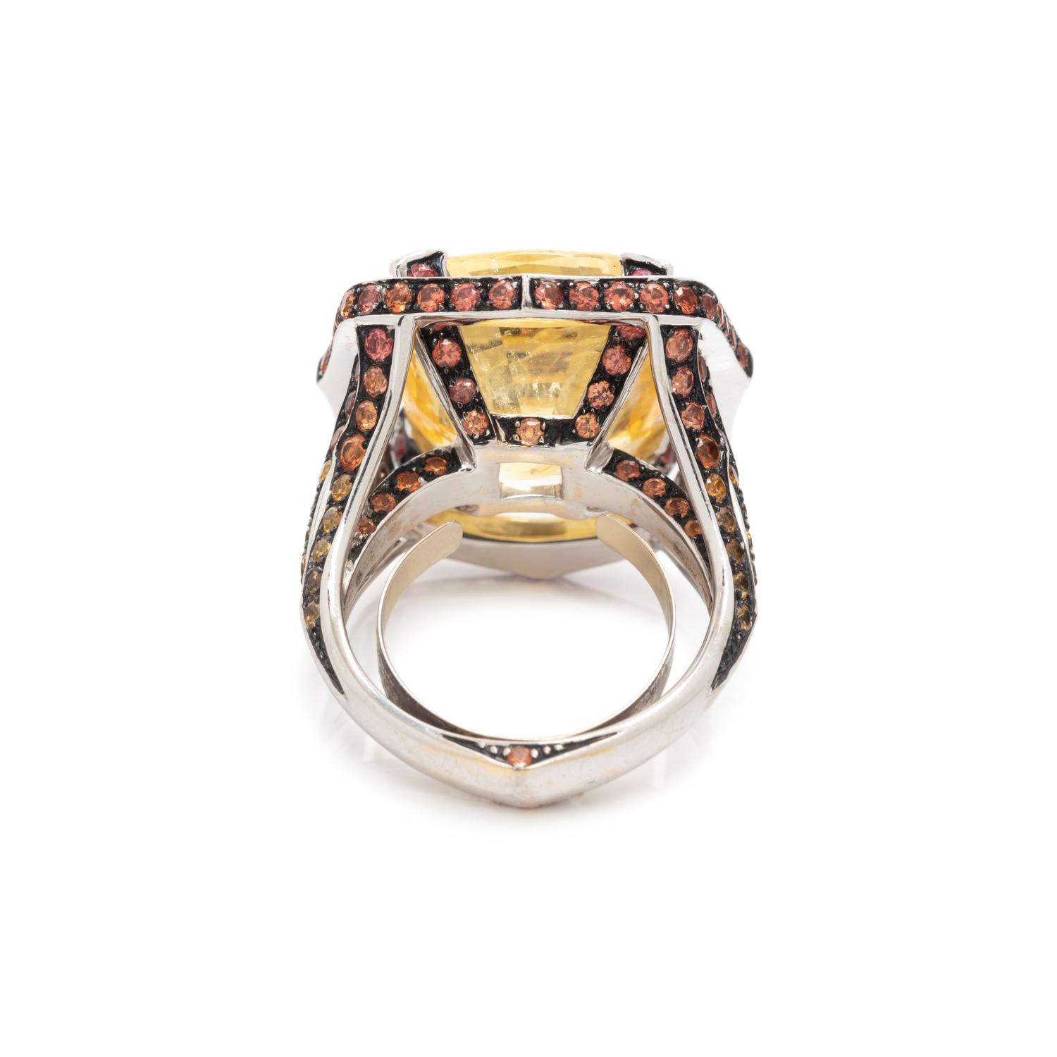 STEPHEN WEBSTER, YELLOW SAPPHIRE, ORANGE SAPPHIRE, AND DIAMOND RING