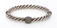 A Sterling Silver and Diamond Bangle "Cable" Bangle Bracelet, David Yurman, 15.90 dwts.
