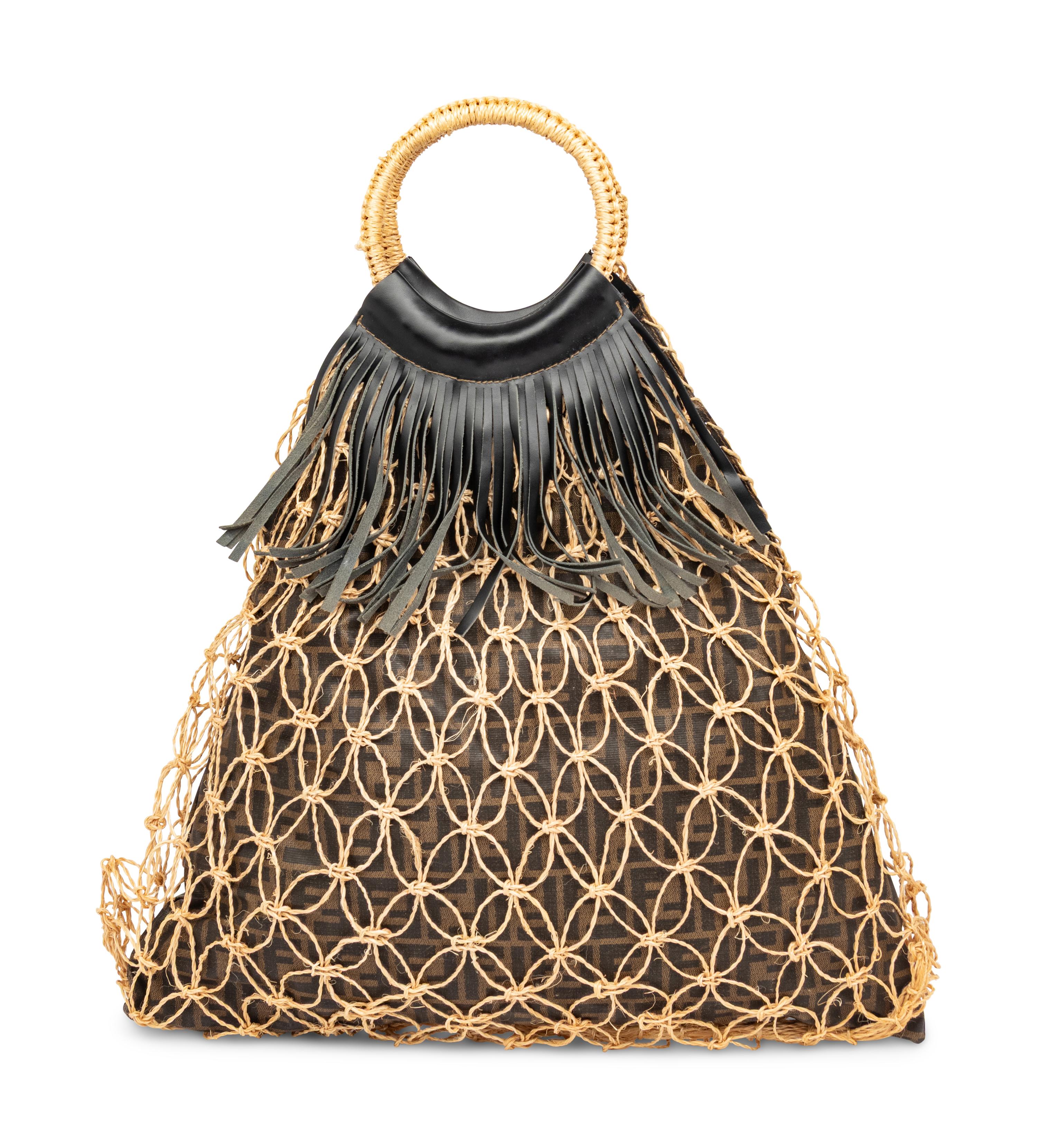 FENDI, MONOGRAM TOTE WITH KNOTTED TWINE