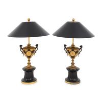 A Pair of French Gilt Bronze Urns Mounted as Lamps