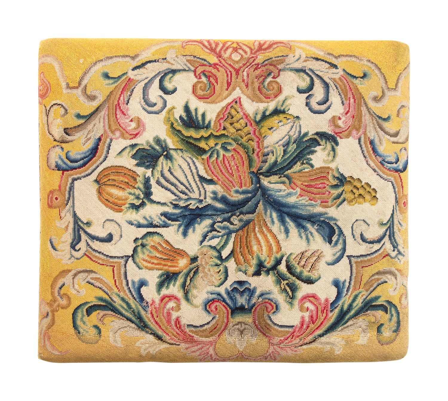 A Régence Needlepoint-Upholstered Giltwood Stool
