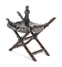 A Venetian Carved Walnut 'Fantasy' Ink Stand, Writing Desk and Bench
