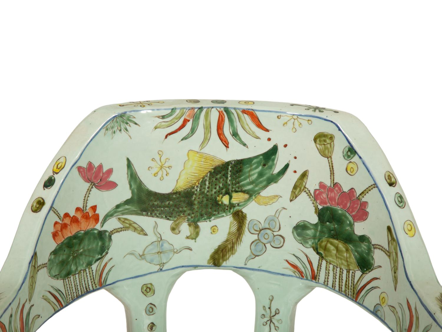 A Chinese Polychrome-Glazed Earthenware Chair