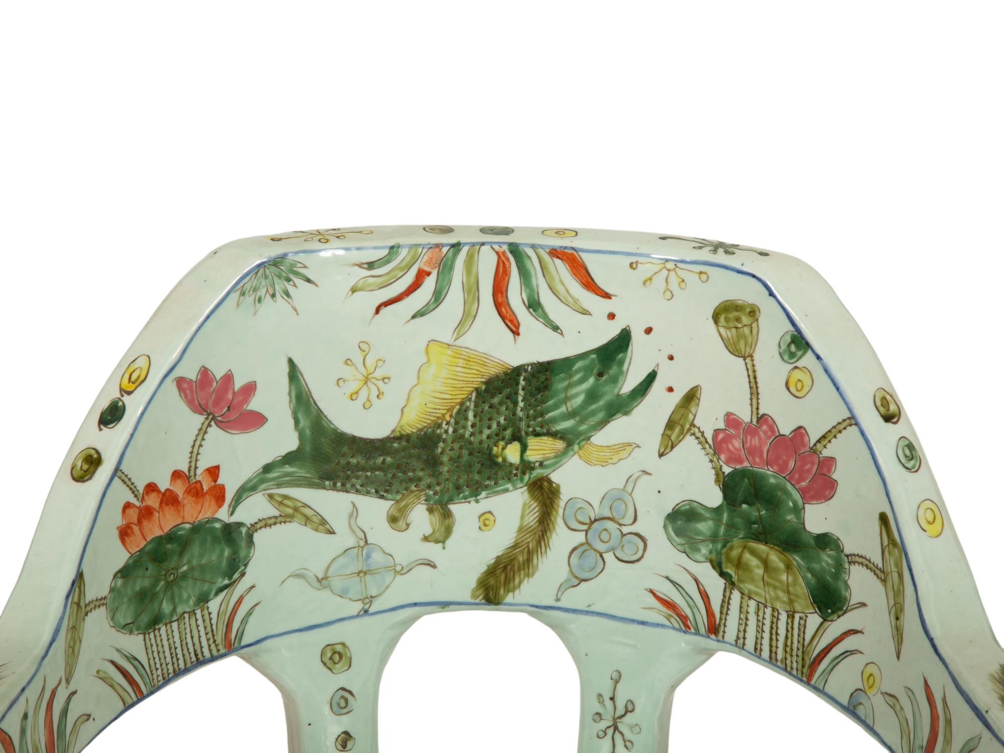 A Chinese Polychrome-Glazed Earthenware Chair
