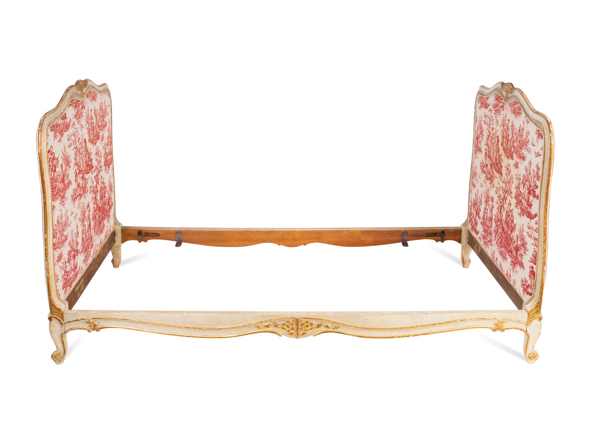 A Louis XV Style Painted and Parcel Gilt Daybed