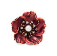 FRENCH, ANTIQUE, PEARL, DIAMOND AND ENAMEL FLOWER BROOCH