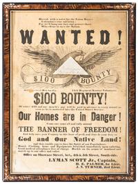 [CIVIL WAR]. Wanted!...Our Homes are in Danger! Recruitment broadside, 11th Kansas Volunteer Cavalry, [1862].