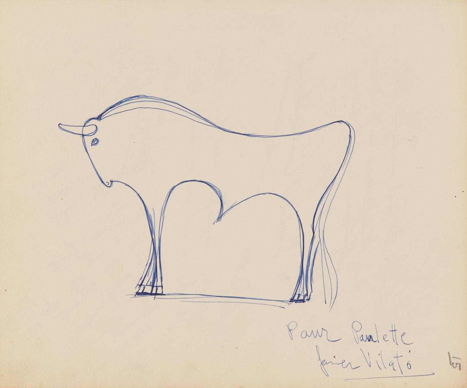 Françoise Gilot (French, 1921-2023) Together with Javier Vilató (Spanish, 1921-2000) — Feuillets du Livre d'Or de 'Chez Paulette' , 1946 (A Pair of Works)