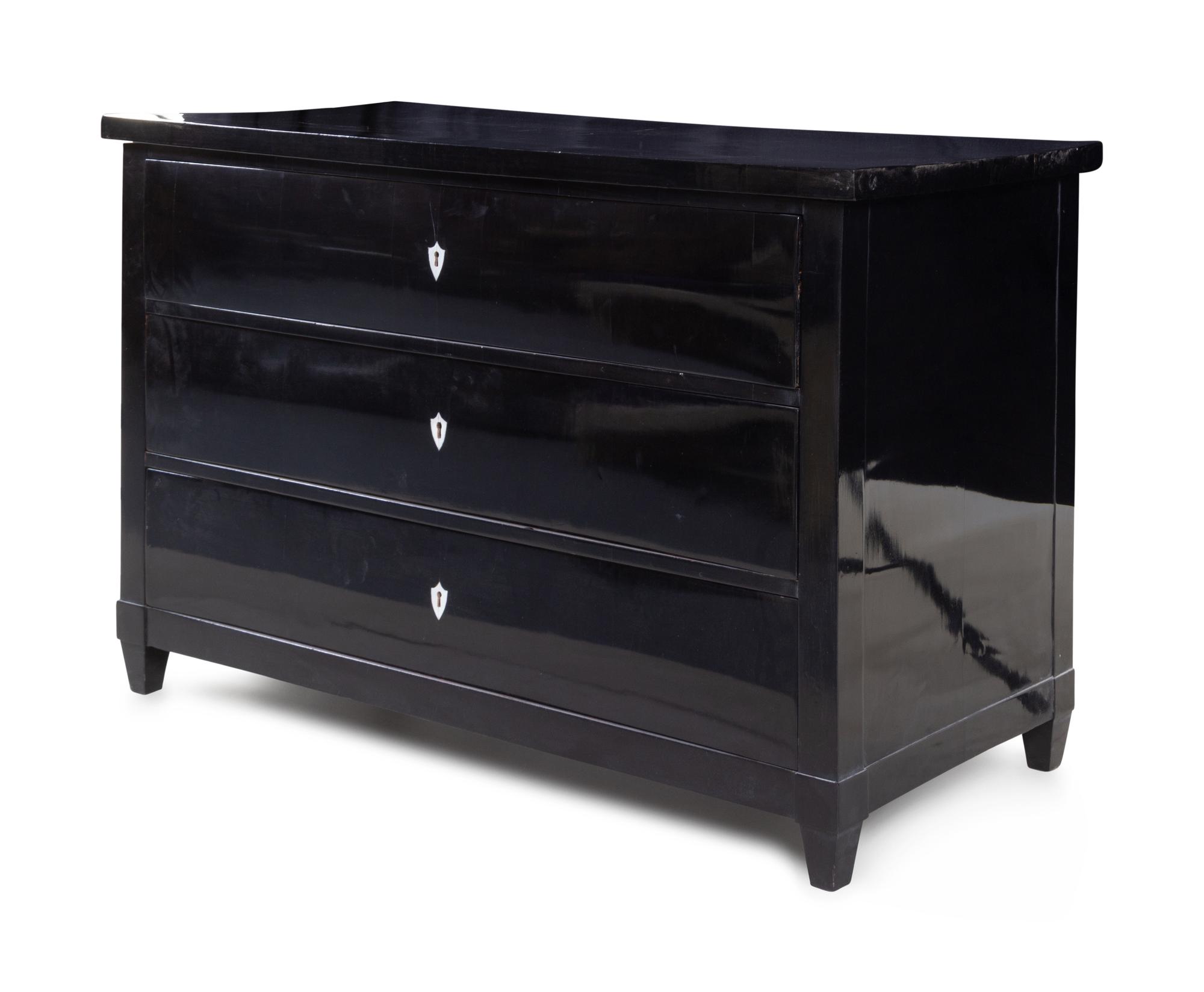 A Biedermeier Ebonized Chest of Drawers