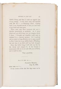 [LINCOLN, Robert Todd (1843-1926), his copy]. -- HAY, John (1838-1905). Letters of John Hay and Extracts from Diary . Washington, D.C.: Clara S. Hay, 1908.