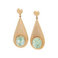 YELLOW GOLD AND GREEN BERYL EARCLIPS