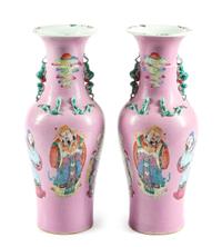 A Pair of Large Chinese Famille Rose Porcelain Vases