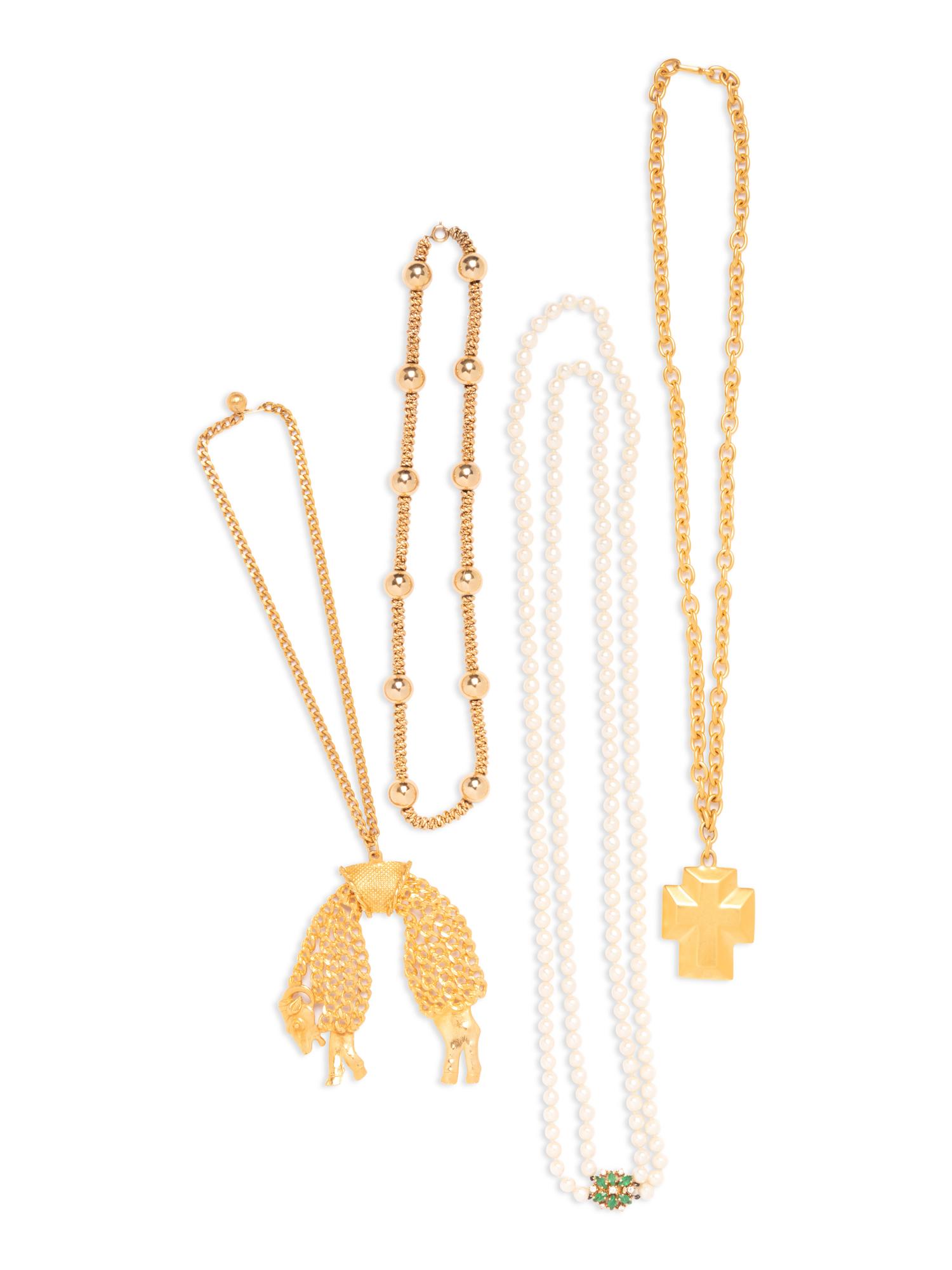 Four Vintage Designer Necklaces, 1960-80s: Robert Lee Morris, Kenneth J. Lane & Christian Dior