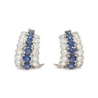 SAPPHIRE AND DIAMOND EARCLIPS